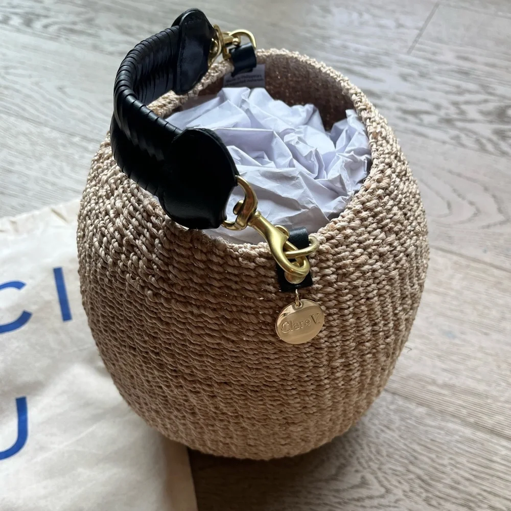 NWT Clare V. Pot de Miel (Natural) with Leather Shortie Strap (regular size) - Picture 6 of 8